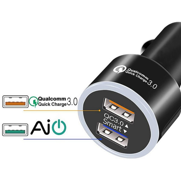 For Bil Rask Bil Lader Hurtig Ladning 3.0 Dual USB Port Adapter 35W for IPhone 12 Pro Max Mini XR 11 7 8 Plus