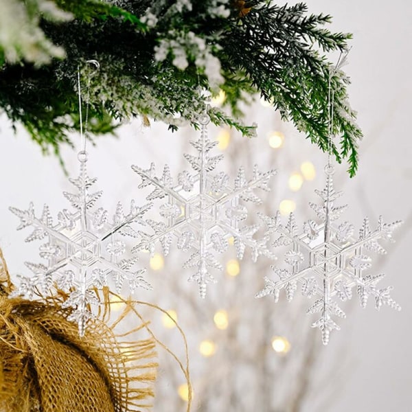 Jul Transparent Akryl Dekorationer Set Snöflinga Ren Hängande Prydnader Kit Jul Transparent Hänge Dekor för Fest Semester Bröllopsträd