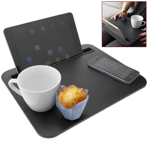 Bærbar stativ med pute for laptop og holder for nettbrett eller mobiltelefon