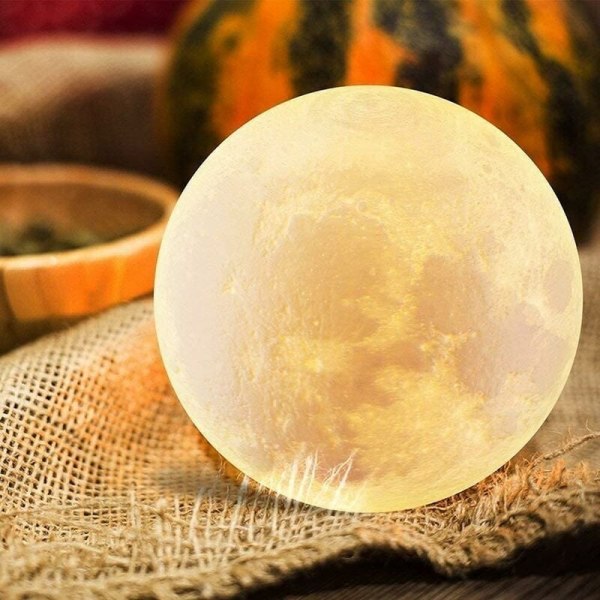3D Månelampe, ALED LIGHT LED Nattelys 3 Farver Touch Luna Lampe, 15cm/5.9inch Diameter, USB Genopladelig Måne Nattelys til Soveværelse Stue