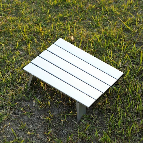 Campingbord, Foldbart, Bærbar, Aluminium, Mini, Kompakt, til Camping, Picnic, Udendørs, Rejse, Strand, 39.5x28x12cm(Sølv)