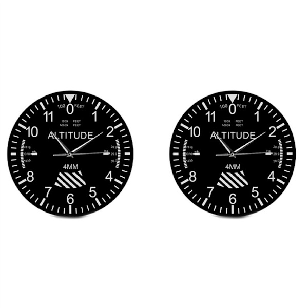 2x Höjdmätare Väggklocka Pilot Spårning Flygplan Höjdmätning Modern Klocka Klassisk Instrument Dekoration