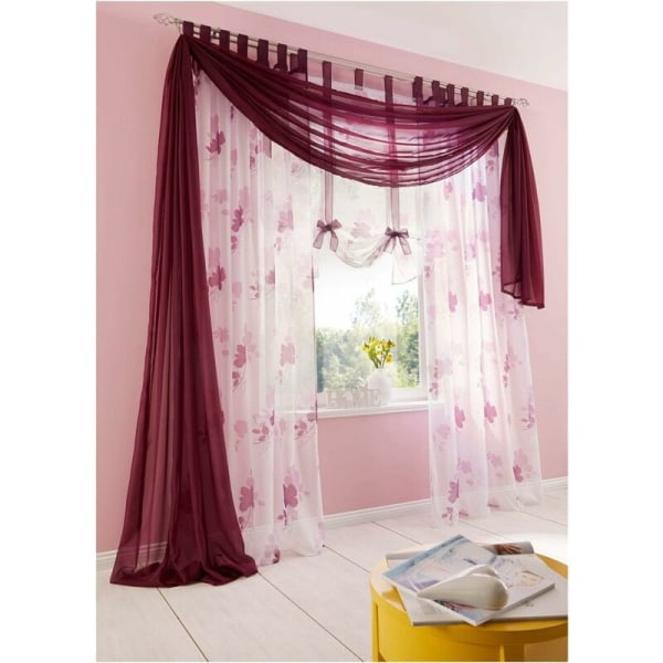 Set med 1 transparent slöja - för sovrum, vardagsrum, bröllop - Bourgogne röd - 140 x 500 cm - Sunny