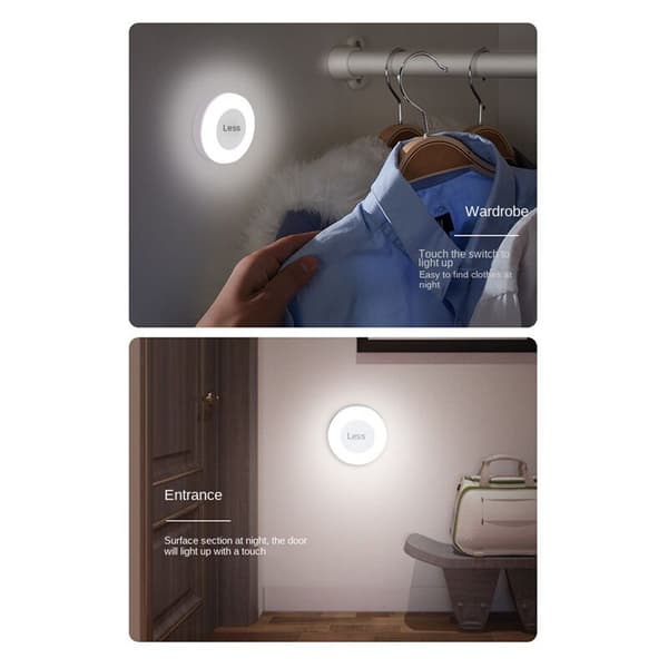 LED Touch Sensor Natlamper 3 Tilstande Magnetisk Base Væglampe USB Genopladelig Rund Bærbar Dæmpning Varm Lys