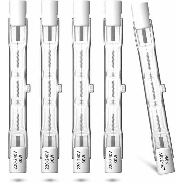 4x Øko Halogenpære R7s 78mm 80W 230V Halogenlampe Varmt Hvit 2800K Dimbar Dobbel Endet Lineær Flomlys Pære Type J for Arbeid Sikkerhet Landskap