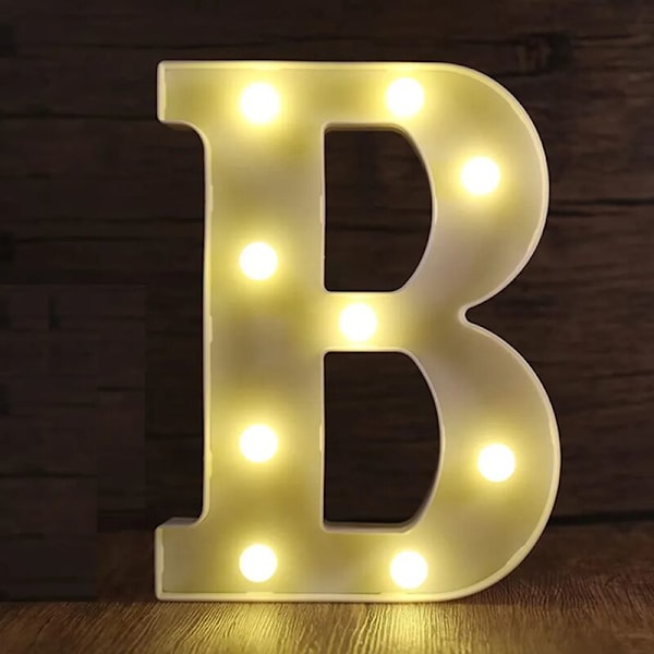 LED-bokstavslampor Alfabetet Lampa Belysning Upplyst Lampa Nattlampor Dekoration för Födelsedag Bröllop Alla hjärtans dag (B)
