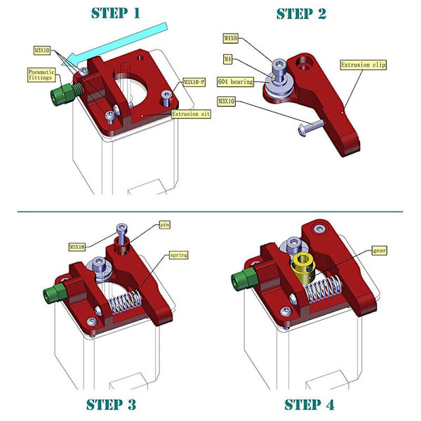 Extruder Kit, Ersättning Aluminium Extruder Drivväxel för 3/3 Pro -10, -10S, -10 S4, -10 S5, 1.75mm Höger