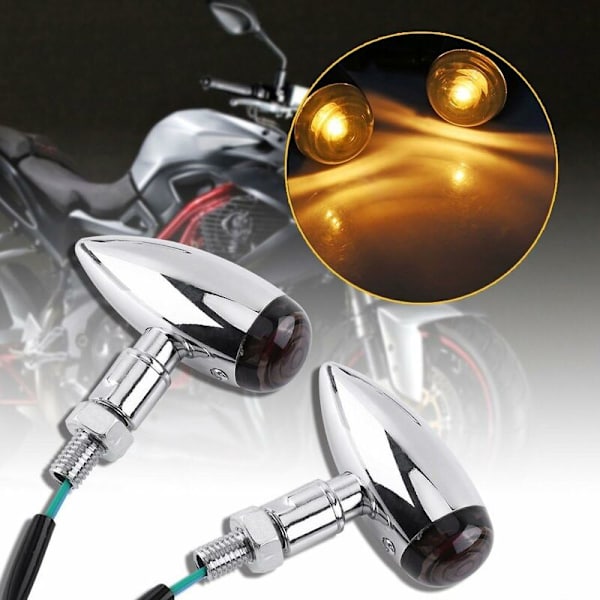Keenso 2 st motorcykel Bullet LED blinkers Amber indikator blinkande ljus bakre glödlampa