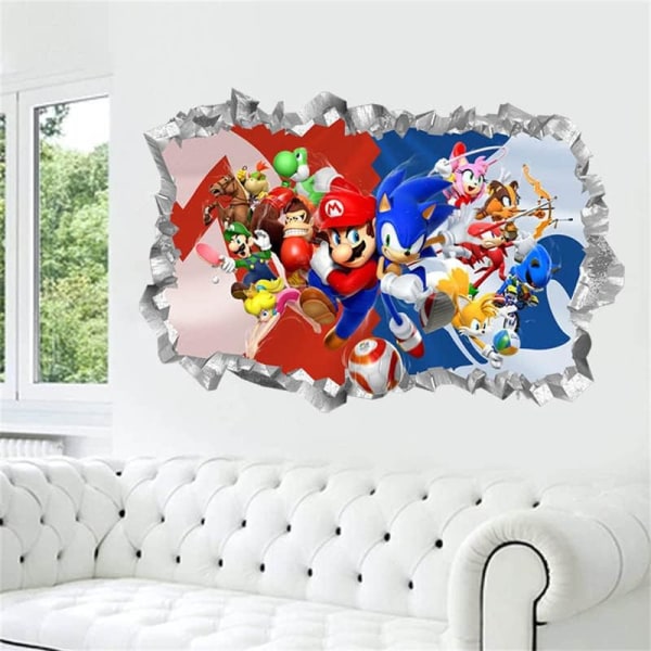 Sonic väggdekal klistermärke barn tecknad sovrum bakgrund