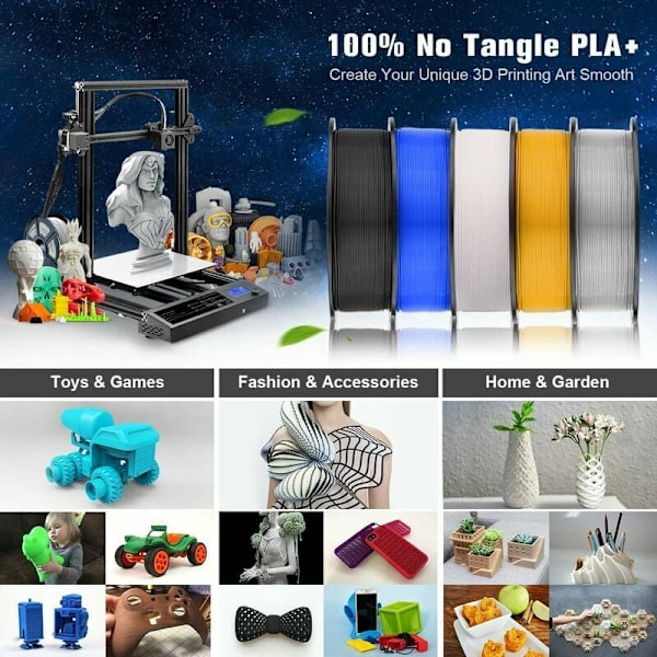 1,75 mm filament, 3D-printer filament Pla Plus, dimensionel nøjagtighed +/- 0,03 mm, 1 kg spole (2,2 lbs) 3D-print filament til 3D-printer, hvid
