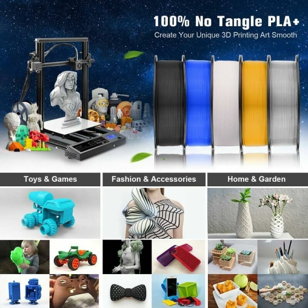 1,75 mm filament, 3D-skrivarfilament Pla Plus, dimensionsnoggrannhet +/- 0,03 mm, 1 kg spole (2,2 kg) 3D-utskriftsfilament för 3D-skrivare, vit