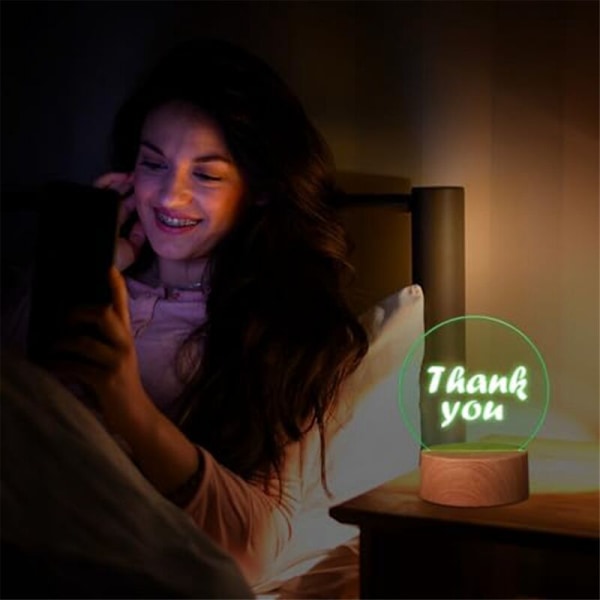 Transparenta Akrylplattor och 4 st 3D Träfärgade LED-Ljusbaser med Fjärrkontroll USB-Kabel DIY 16 Färger