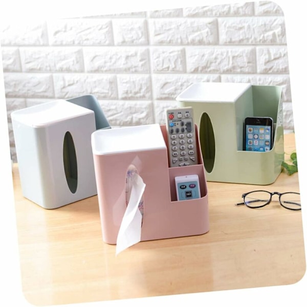 Multifunktionel Tissue Box Firkant Tissue Box Dekorativ Papir Håndklædeholder Pen Blyantbeholder Bilboksdæksel Papir Håndklæde Etui-Pink