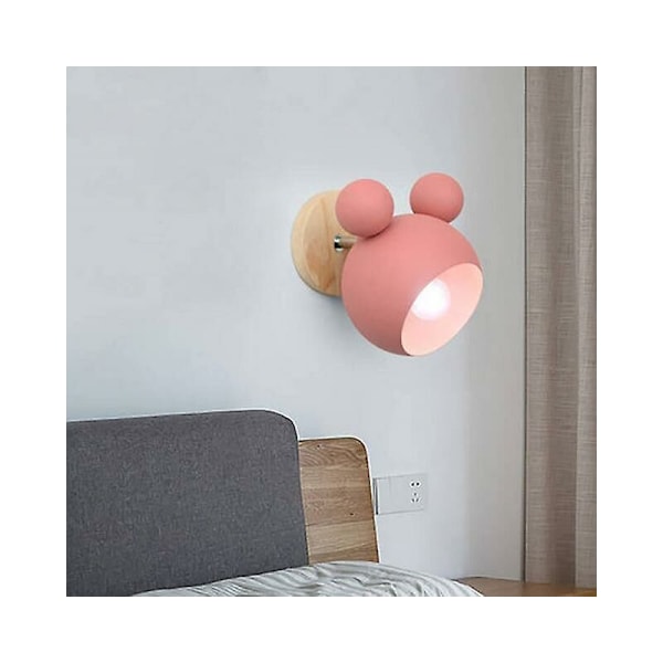 Nordisk væglampe i aluminium Mickey væglampe til børneværelse moderne indendørs væglampearmaturer E27 kreativ belysning Pink