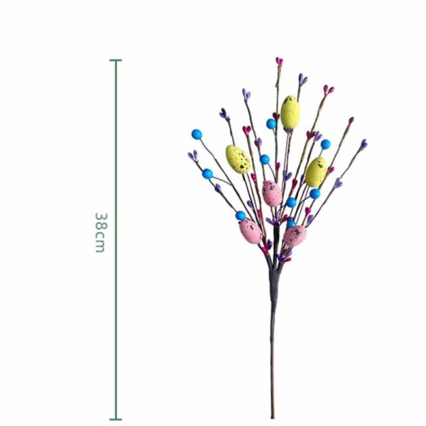 Kunstig påskevin med påskeæg og pastelbær - Dekorative forårsblomsterstilke - Påskeæg-grene C
