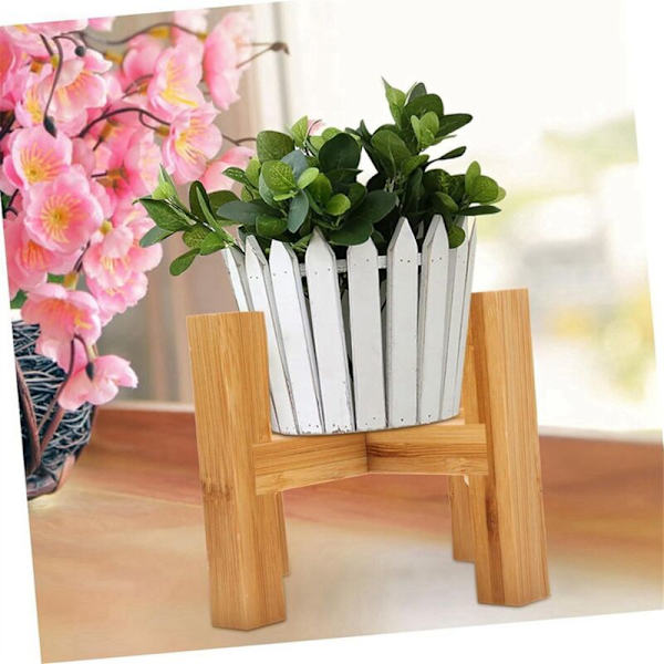 4-bens Træ Blomsterpotteholder, Plante- og Sukkulente Base Display Stativ, Hylde Hjem Have Terrasse Dekoration