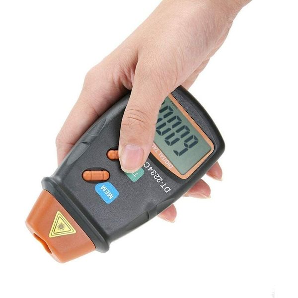 Digital varvräknare, DT-2234C + kontaktfri LCD-fotovarvräknare Mini RPM-testmätare, varvräknare 2,5RPM-99,999RPM
