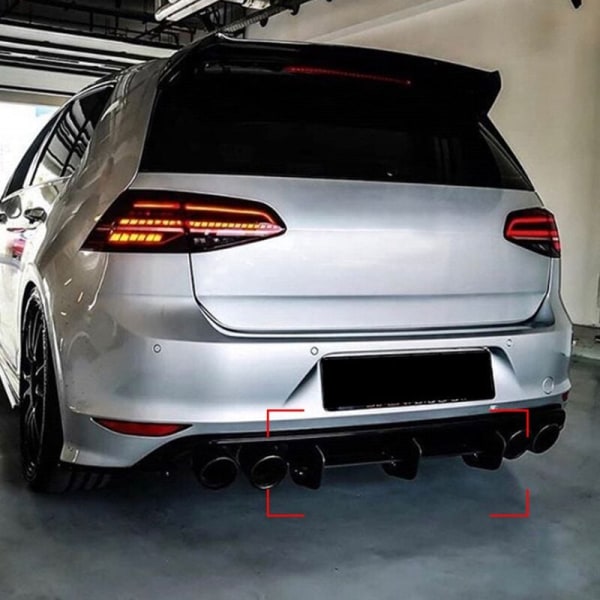 Blank svart bakre stötfångar diffusor splitter spoiler fenor trim för Golf 7R Golf 7 R 2013-2016