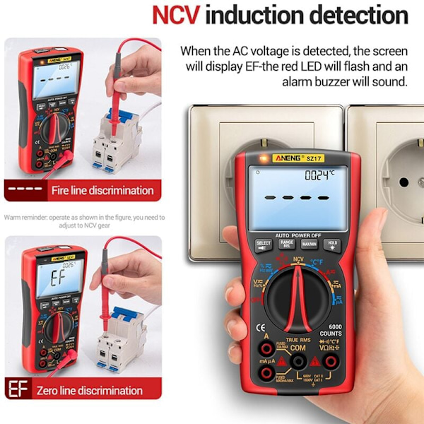 ANENG SZ17 DIY Transistor Kondensator NCV Detektor LCR Meter Digital Multimeter 6000 Professionell True RMS AC/DC Analog Tester