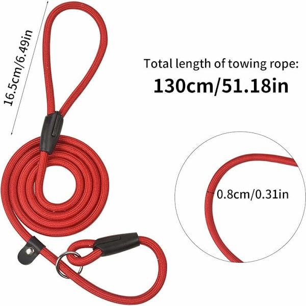 Deler Hundekobbel Tau, Nylon Hundekobbel, Mykt Sterkt Tau, Anti-Trekk Kobbel, Hundetreningskobbel, Halsbånd Hundekobbel for Små Mellomstore Hunder (Svart+Rød)
