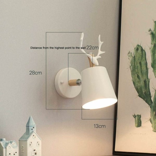 Creative Modern Wall Light Simple Wall Lamp Iron Wall Lamp E27 Base Nordic Deer Head Art Deco Style for Bedroom, Living Room, Children's Room, Resta