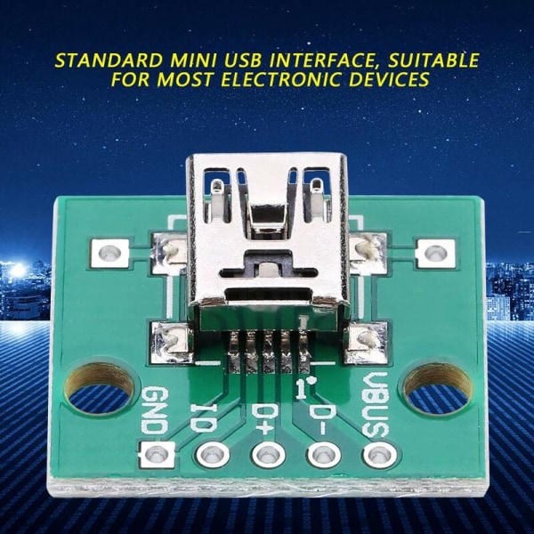 10 kpl DIP-liitinmuunninsovitin Mini USB - DIP-sovitin USB-jakokortti 5P 2,54 mm:n piirilevylle DIY USB-virtalähde