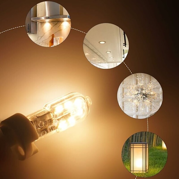 G4 LED-pære 2W, varm hvid 3000K, AC/DC 12V lyspærer svarende til 20W halogen, 180LM, ikke-dæmpbar, perfekt til emhætte og lysekrone, 10 stk.