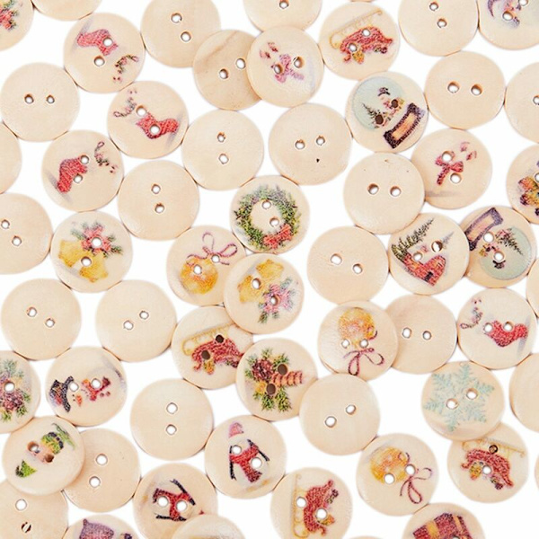 100 stk. træknapper med 2 malede huller Scrapbooking syning 15mm (5/8 tommer)