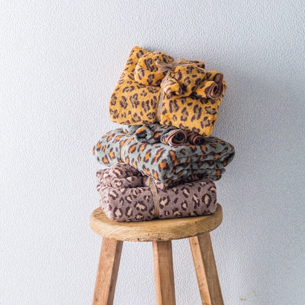 Mikrofiber Leopard Badhandduk Snabbtorkande Handduksset Mjuk Björnsform Julgåva Gymhandduk Vattenabsorption Sexig Brun