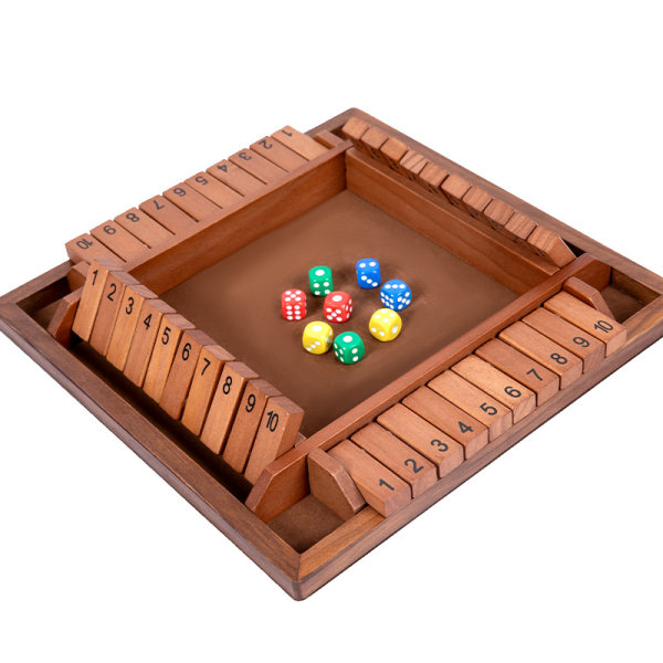 Stäng lådan Spel Trä Stäng lådan Antal Tärningsspel för 1-4 spelare Klassiskt bordsspel Matematikspel för barn Inlärningstillägg