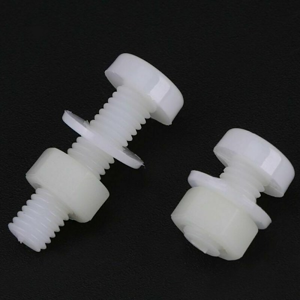 150 stk eske sett med skruer bolter muttere muttere skiver assortert sett hvitt nylon M2 M2.5 M3 M4 M5