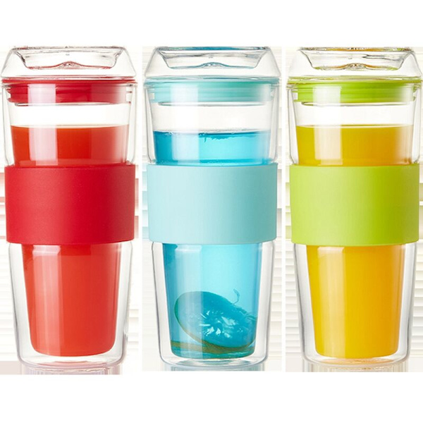 Glasflaska 400 ml Mini Hög Temperatur Resistent Borosilikatglas Flaska för Barn Glasflaska Röd