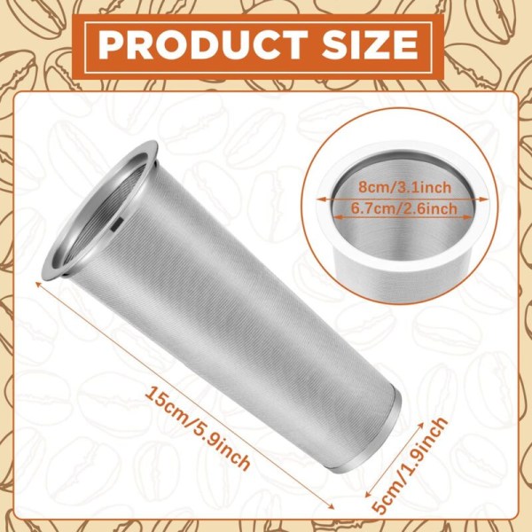 Koldbrygget kaffefilter 3 stykker rustfrit stål filter kaffe te infuser kaffe si murer konserves krukke mesh filter