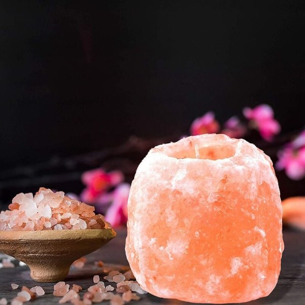 Naturlig Himalaya Salt Lampe Tealight Lysestager, Lysestager til Aromaterapi Lys (Lys)