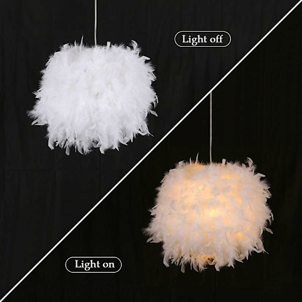 Taklampa i vit fjäderdesign, sfärisk form, E27 40W, för sovrumsdekoration, barnpresent