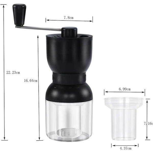 Manuell kaffekvern med justerbar innstilling, konisk keramisk kaffekvern for dryppkaffe, espresso, fransk presse, Brew-Fei Yu