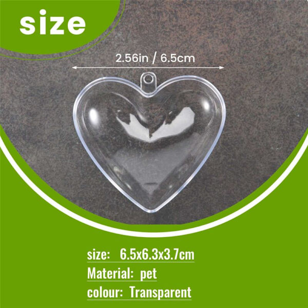 20 st Serie Hjärtformade Transparenta Plastjulgranskulor Juldekorationer 2021 Påfyllningsbar Kula DIY Vacker Hem (C)