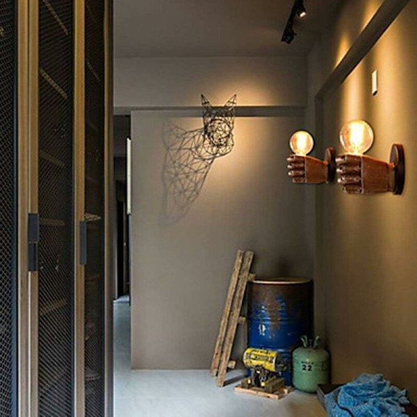 Retro Vegglampe Personlighet Industriell Vind Restaurant Bar Cafe Nøve Resin Soverom Soverom Dekorasjon Kreativ Vegglampe Høyre [Energiklasse A +++]