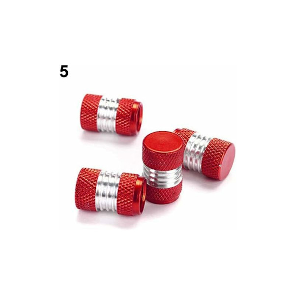 Ventilhattar, 4-pack/universal set i aluminiumlegering, ljusa färger, däckventil, röd