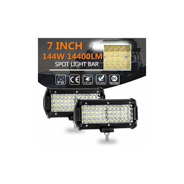 LED arbeidslys for traktor 144W 16,5cm bil LED spotlight 12-24V LED arbeidslys stripe vanntett IP67 LED arbeidslys for 4X4 bil lastebil SUV båt 2 pak