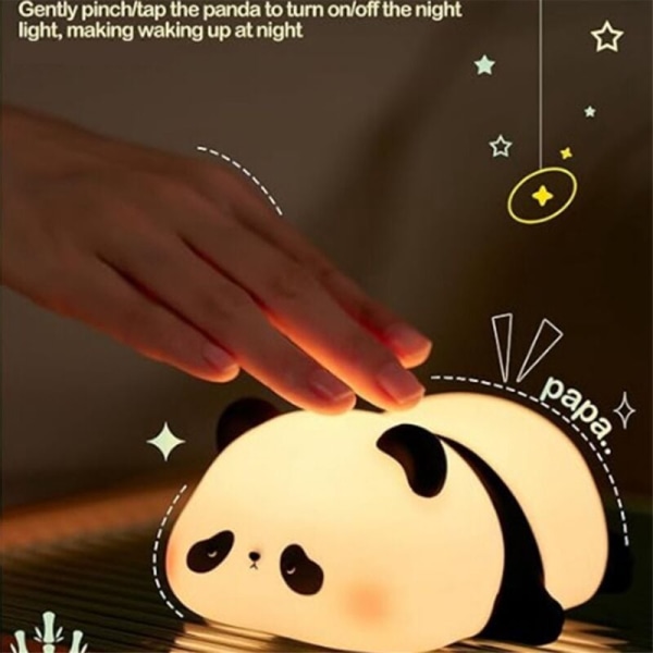 Panda Natlampe, Fødevarekvalitet Silikone, Genopladelig, Sjov Lampe til Soveværelse, Justerbar Lysstyrke, Søde Ting til Drenge og Piger