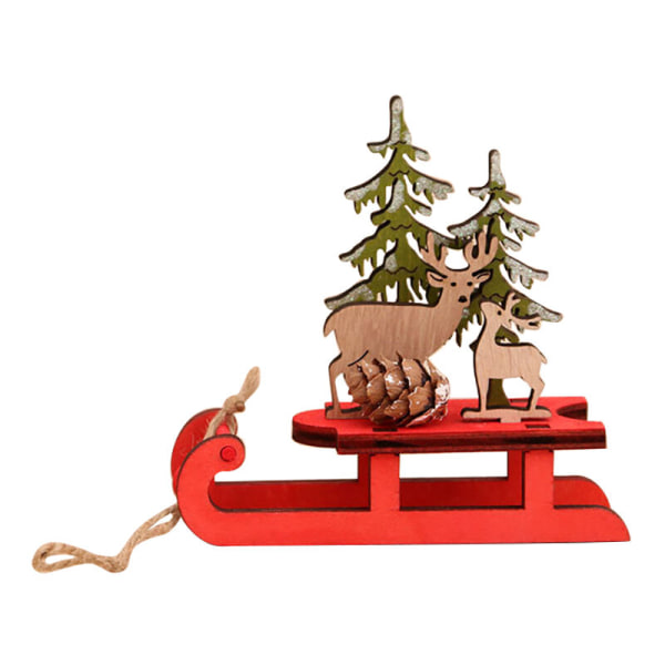 1Pcs Wooden Christmas Tree Desktop Ornaments Elk DIY Christmas Table Decoration Assembled Sleigh Ornament