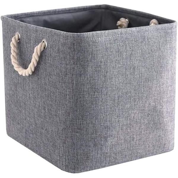 Tekstil Oppbevaringskube, Oppbevaringskurv, Foldbar Oppbevaringsboks for Leke, Klær 33 x 33 x 33 cm (Pakke med 1, Grå)