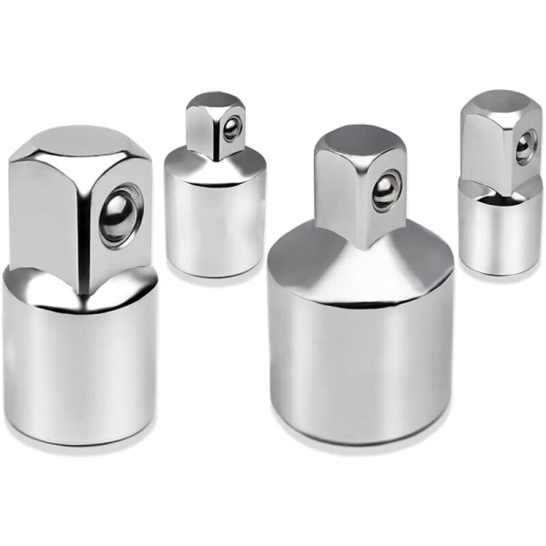 4 stk. adaptersett for skralleadapter, adapter for skralle 1/2\" til 3/8\", 3/8\" til 1/2\", 1/4\" til 3/8\", 3/8\" til 1/4\" reduserende adaptere for stikkontakter og bits