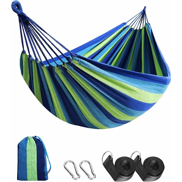 Utomhus Campinghängmatta, Bärbar Canvashängmatta för Utomhus, 200 kg Kapacitet Lättviktig med Bärväska för Strand och Vandring, Grön