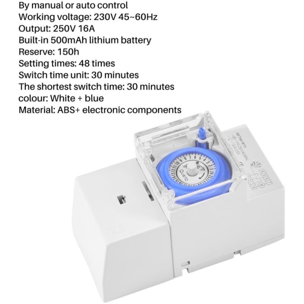 Sul181H Mekanisk Timer 24 Timers Elektrisk Bryter Relé Programmerbar Timer 24 Timers Din Skinne Timer Bryter
