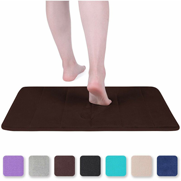 Badmatta i minnesskum, halkfri, absorberande, tvättbar - 40 x 60 cm, Brun - Denuotop