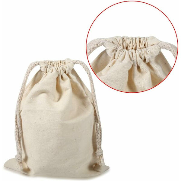 6-pack bomullsdragsnörepåsar, hushållsbomull dragsnöre förvarings tvättpåse platt grejpåse för hemresebruk (22 x 28 cm)-