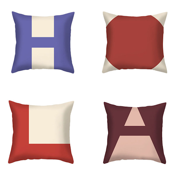 4 Packs 45X45Cm Abstract Nordic English Letter Print Pillowcase Bedroom and Office