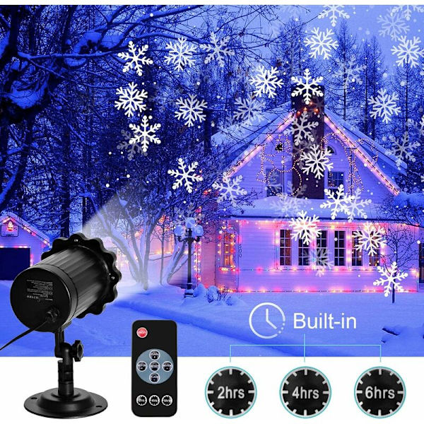 LED-projektor Jullampa Snöfall Ljus med Fjärrkontroll IP65 Vattentät Utomhus och Inomhus Juldekoration Snöflinga LED Julprojektor